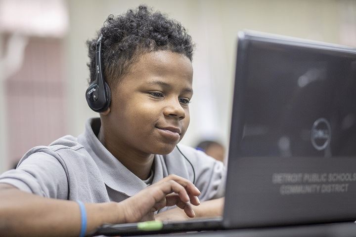 student with computer student with computer